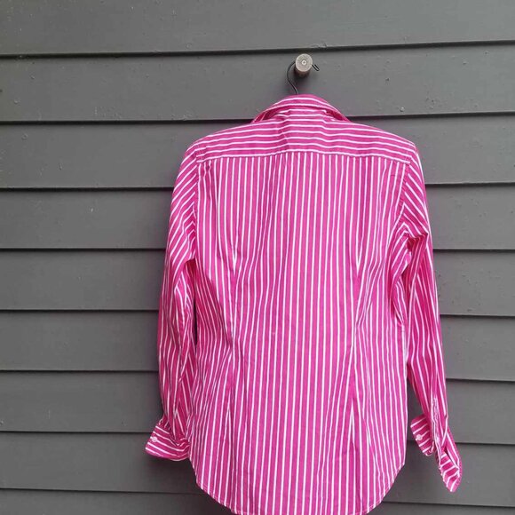 Vintage Ralph Lauren Sport Red White Stripe Polo Pony Button Down size14 - Picture 5 of 11